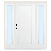 Steves & Sons Premium 1-Panel Primed White Steel Right-Hand Entry Door with 14 in. Clear Glass Sidelites and 4 in. Wall