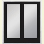 Masonite 72 in. x 80 in. Jet Black Steel Prehung Left-Hand Inswing 1 Lite Patio Door with No Brickmold in Vinyl Frame