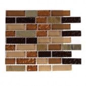 Splashback Tile Golden Trail Blend Bricks 1/2 in. x 2 in. Marble And Glass Mosaics Bricks - 6 in. x 6 in. Tile Sample