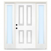 Steves & Sons Premium 4-Panel Primed Steel White Right-Hand Entry Door with 10 in. Clear Glass Sidelites and 4 in. Wall