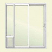 JELD-WEN 72 in. x 80 in. White Right Hand Vinyl Patio Door with Low-E Argon Glass and Large Pet Door