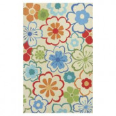 Kas Rugs Flowers at Play Ivory/Blue 2 ft. 3 in. x 3 ft. 9 in. Area Rug