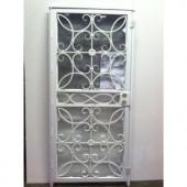 Grisham 467 Series 36 in. x 80 in. White Prehung Universal Hinging Outswing Wrought Iron Security Door with Double Bore Lock Box