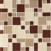 Instant Mosaic 12 in. x 12 in. Peel and Stick Beige and Brown Glass Wall Tile