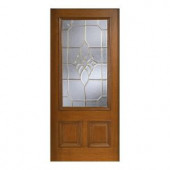 Main Door Mahogany Type Prefinished Cherry Beveled Brass 3/4 Glass Solid Wood Entry Door Slab