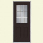 Masonite 9 Lite Painted Smooth Fiberglass Entry Door with No Brickmold