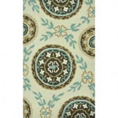 Loloi Rugs Summerton Life Style Collection Ivory Teal 2 ft. 3 in. x 3 ft. 9 in. Accent Rug