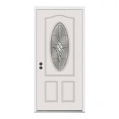JELD-WEN Hadley 3/4-Lite Oval Primed White Fiberglass Entry Door