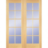 Builder's Choice 48 in. Wood Clear Pine 10-Lite Prehung French Double Door