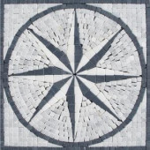 MS International Black & White Star Medallion 12 in. x 12 in. Tumbled Marble Floor & Wall Tile