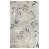 Kas Rugs Perfect Flowers Silver 3 ft. 6 in. x 5 ft. 6 in. Area Rug
