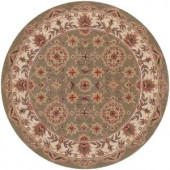 LR Resources Traditional Shape Green and Ivory 7 ft. 9 in. Round Plush Indoor Area Rug