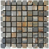 MS International Peacock 12 in. x 12 in. Multicolor Tumbled Slate Mesh-Mounted Mosaic Tile