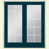 Masonite 72 in. x 80 in. Night Tide Right-Hand Inswing 10 Lite Fiberglass Patio Door with No Brickmold