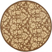 Safavieh Courtyard Chocolate/Natural 6.6 ft. x 6.6 ft. Round Area Rug
