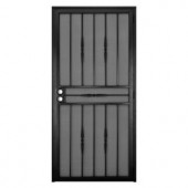 Unique Home Designs Cottage Rose 36 in. x 80 in. Black Outswing Security Door