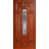 Main Door Mahogany Type Prefinished Cherry Beveled Patina Arch Glass Solid Wood Entry Door Slab