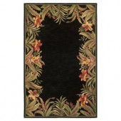 Kas Rugs Border Bouquet Black 7 ft. 9 in. x 9 ft. 6 in. Area Rug