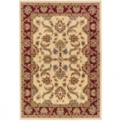 LR Resources Traditional Cream and Red 1 ft. 10 in. x 3 ft. 1 in. Plush Indoor Area Rug