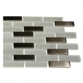 Splashback Tile Contempo Ice Cave 1/2 in. x 2 in. Brick Pattern Marble And Glass Tile - 6 in. x 6 in. Tile Sample