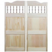 Pinecroft Royal Orleans 36 in. x 42 in. Wood Unfinished Spindle-Top Cafe Door
