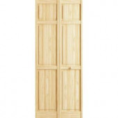 Frameport 36 in. x 80 in. 6-Panel Pine Unfinished Interior Bi-fold Closet Door