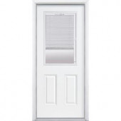 Masonite Premium Half Lite Mini Blind Primed Steel Entry Door with Brickmold