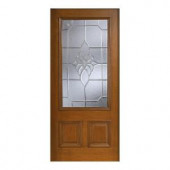 Main Door Mahogany Type Prefinished Cherry Beveled Zinc 3/4 Glass Solid Wood Entry Door Slab