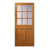 9 Lite Unfinished Wood Slab Entry Door