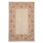 Kas Rugs Lush Floral Border Ivory 2 ft. 6 in. x 4 ft. 2 in. Area Rug