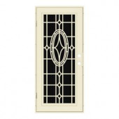 Unique Home Designs Modern Cross 36 in. x 80 in. Beige Hammer Left-Hand Surface Mount Aluminum Security Door with Charcoal Insect Screen