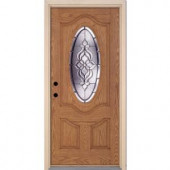 Feather River Doors Lakewood Zinc 3/4 Oval Lite Light Oak Fiberglass Entry Door