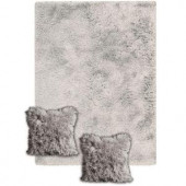 Nourison Three's Company Silver Tone 5 ft. x 7 ft. Area Rug with 2 Matching 14 in. x 14 in. Pillows