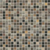 Daltile Slate Radiance Flint 11-3/4 in. x 11-3/4 in.x 8 mm Glass and Stone Mosaic Blend Wall Tile