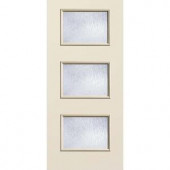 Builder's Choice 3 Lite Rain Glass Raw Prefinished Fiberglass Raw Entry Door with Brickmould
