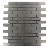 Splashback Tile Stainless Steel Brick Pattern 12 in. x 12 in. MetalMosaic Floor and Wall Tile