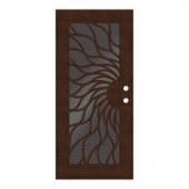 Unique Home Designs Sunfire 36 in. x 80 in. Copperclad Left-Hand Surface Mount Aluminum Security Door with Black Perforated Aluminum Screen