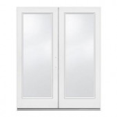 JELD-WEN Retro 72 in. x 80 in. White French Left-Hand Inswing 1 Lite Patio Door with LowE Glass