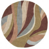 LR Resources Fashion Blue and Brown Geometric 5 ft. x 5 ft. Round Plush Indoor Area Rug