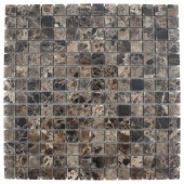 Splashback Tile Dark Emperidor Squares 12 in. x 12 in. Marble Floor and Wall Tile