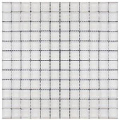 Splashback Tile Contempo Bright White Polished 12 in. x 12 in. Glass Mosaic Floor and Wall Tile