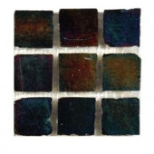 Splashback Tile Iridescent Raven 1 in. x 1 in. Glass Tile 6 in. x 6 in. Tile Sample
