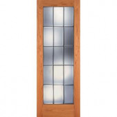 Feather River Doors 15-Lite Clear Bevel Patina Woodgrain 1-Lite Unfinished Oak Interior Door Slab