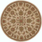 LR Resources Traditional Shape Ivory and Ivory Round Plush Indoor Area Rug