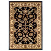 LR Resources Traditional Design with Black and Cream swirls. It is 7 ft. 9 in. x 9 ft. 9 in. and it is a Plush Indoor Area Rug