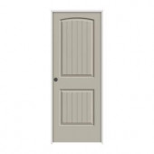 JELD-WEN Smooth 2-Panel Arch Top V-Groove Solid Core Painted Molded Prehung Interior Door