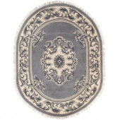 Home Decorators Collection Filigree Aubusson All-Over Blue 7 ft. 6 in. x 9 ft. 6 in. Oval Area Rug