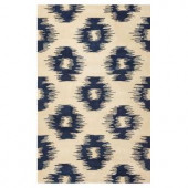 Kas Rugs Tribal Ikat Ivory/Navy 3 ft. 3 in. x 5 ft. 3 in. Area Rug