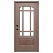 Steves & Sons Craftsman 9 Lite Arch Unfinished Mahogany Wood Right-Hand Entry Door with 4 in. Wall