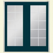 Masonite 60 in. x 80 in. Night Tide Prehung Left-Hand Inswing 10-Lite Patio Door with No Brickmold
